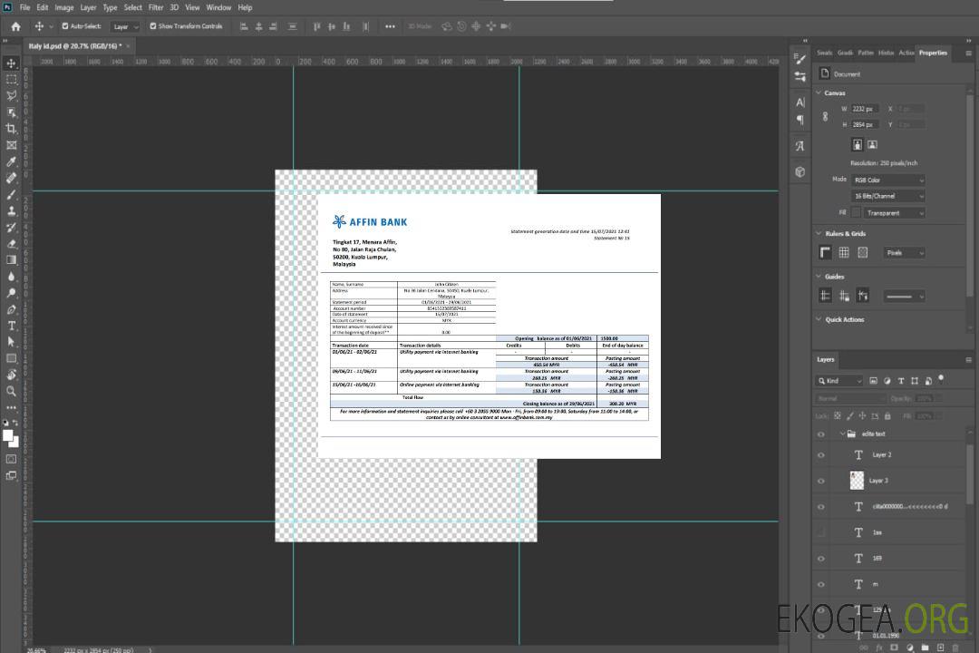 Déclaration de la Malaysia Affin Bank template